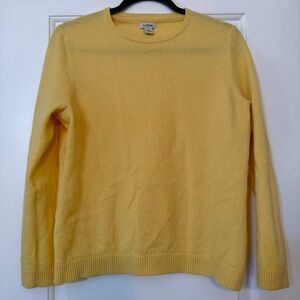 LL Bean Women’s 100% Cashmere Crewneck Sweater Yellow Large Capsule Preppy